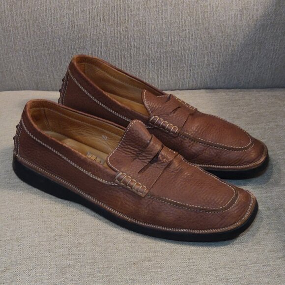 Tod's Brown Pebble Grain Leather Penny Loafer Men's SIZE US 10 - Picture 3 of 10